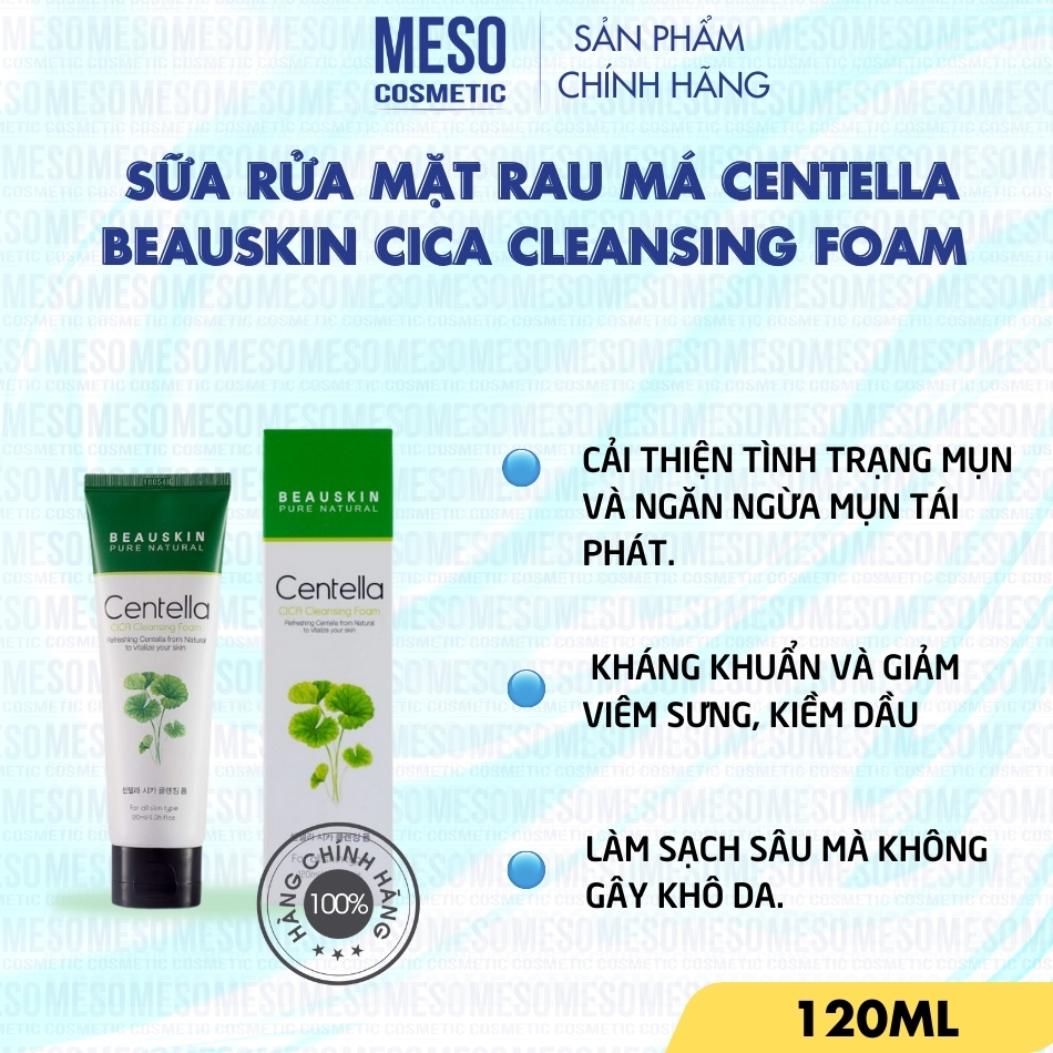 Sữa rửa mặt rau má Centella Beauskin Cica Cleansing Foam 120ml